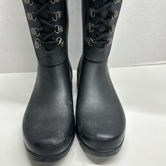 Ugg Madelyn Rain Boots 16" Tall Lace Up Military Waterproof Boot Black Size 8 - Picture 4 of 11